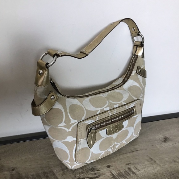Coach Handbags - COACH Beige Gold PENELOPE Shantung HOBO BAG Purse